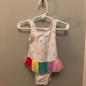 Toddler Rainbow Polka Dot Swimsuit with Tu Tu